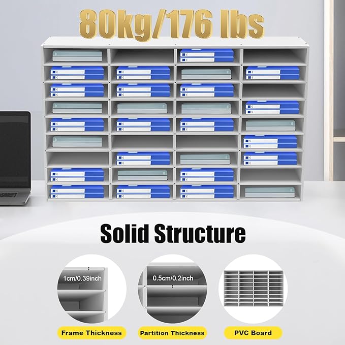 36 Compartments Literature Organizers, Office Mailbox with Adjustable Shelves+Gloves, Paper Storage Cabinet for Office, Home, Classroom