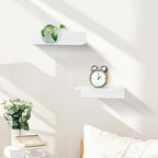 Z metnal Small Metal Shelves, Mini Floating Shelf for Collection Action Figures Speaker, Decor Display Wall Shelf, Aluminum, Wall Mounted, White, 10 inch, 2 Pack