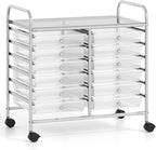 GOFLAME 12-Drawer Rolling Storage Cart, Multifunctional Art Craft Organizer Cart, Mobile Utility Storage Cart with Removable Drawers & Lockable Wheels, Craft Cart for Home Office School, Clear