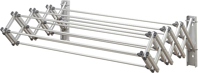 Aluminum 27" Collapsible Wall Mounted Clothes Drying Rack, Space Saver, Easy Storage, Retractable