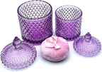 Colorful Glass Jar With Lid,Crystal Candy Dish,Cookie Jars,Purple Halloween Candy Bowl,Buffet Biscuit Containers,Decorative Jar(Large-PInk Purple)