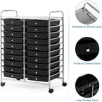 GOFLAME 20-Drawer Rolling Storage Cart, Multifunctional Art Craft Organizer Cart, Mobile Utility Storage Cart with Removable Drawers & Lockable Wheels, Craft Cart for Home Office School, Black
