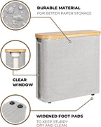 StorageWorks Large Toilet Paper Storage with Bamboo Lid, Toilet Paper Holder Basket for Up to 12 Mega or 16 Regular Size Rolls, Paper Storage Baskets for Bathroom, Grey, 1 Pack