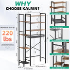 8-Tier Over The Toilet Storage with Side Rack, Over Toilet Storage Rack with Adjustable Shelf & Drain Basket, Freestanding Bathroom Organizer for Balcony, Laundry (Vintage Brown)