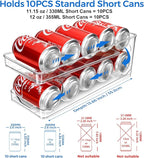 Rolling Soda Can Organizer for Refrigerator Can Dispenser for Fridge Beer Soda Seltzer Pop Can Soda Organizer for 10 Standard Size 11.15oz or 12oz Cans Holder Storage Pantry Organization