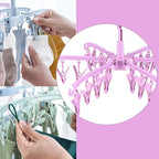 Foldable Drying Rack with 24 Clips for Drying Socks Lingerie Baby Clothes Drying Towels Rotatable Sock Drying Rack