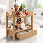 Sorbus Bamboo Bathroom Counter Organizer – 2-Tier Shelf with Hidden Drawer for Vanity, Matcha Station, Bathroom Sink Organizer Countertop, Kitchen & Office Storage (13″ L x 6.5″ W x 12.6″ H)