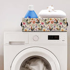 Rectangular Toilet Paper Basket Countertop Fabric Storage Bin for Organizing Towels Toiletries Baskets Small Household Items Organizer, Rooster Chicken Floral Print