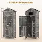 Goplus All-in-One Storage Shed, 70" Tall Wooden Lockable Cabinet w/Foldable Work Table, Vertical Utility Tool Organizer w/Shelves & Hooks, Waterproof Garden Shed for Patio Backyard (Gray)