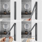 Foldable Clothes Drying Rack, Wall Mounted Retractable Drying Rack Clothes Hanger, 0.43'' Thickness Space Saving Laundry Racks and Closet Organizer, Aluminum (Dark Gray)
