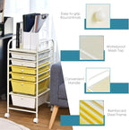 GOFLAME 6-Drawer Rolling Storage Cart, Multifunctional Art Craft Organizer Cart, Mobile Utility Storage Cart with Removable Drawers & Lockable Wheels, Craft Cart for Home Office, School, Yellow