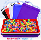 Hoteam 10 Pcs Flat Storage Organizer Tray Bin Letter Size Paper Tray for Classroom Plastic Stackable File Organizer for School Office Teacher Book Organization(Simple Color,16.14 x 11.81 x 1.38 Inch)