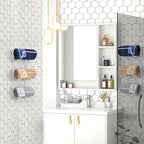 NearMoon Towel Rack Wall Mounted- All Metal Bathroom 2 Towel Rack Holders+ Hand Towel Storage Basket, Rustproof 3 Level Wine Rack Organizer for Hand Towels, Washcloths, 2+1 Pack (White)