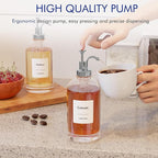 16.9 oz/500 ml Coffee Syrup Dispenser Set - 6 Glass Bottles with Silver Pumper and Syrup Labels - Precise Dispensing and Stylish Addition to Coffee Shop, Cafe or Home Bar