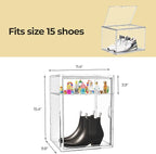 15.75''x11.81''x9.84'' XX-Large Clear Shoe Storage Boxes with Divider, Stackable Plastic Boot Boxes with Magnetic Door, Acrylic display case Box with Lids for Sneaker Purses Handbags Books (1)