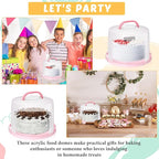 Baderke 10 Inch Round Cake Carrier with Lid and Handle - Two Sided Cake Holder & Box for Transport, Pie, Cupcake(Pink)