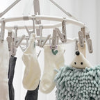 Clothes Drying Racks Foldable Clip Hangers Drip Hanger Plastic with 20 Drying Clips (Light Grey-Circle)