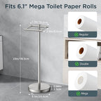 FORIOUS Toilet Paper Holder Wall Mount, Stainless Steel Rustproof Double Post Pivoting Tissue Roll Holder for Bathroom, Commercial Toilet Paper Dispenser Toilet Paper Holder Stand, Brushed Nickel