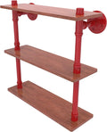 Allied Brass P-490-16-TWS-FER Pipeline Collection 16 Inch Ironwood Triple Shelf, Fire Engine Red