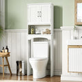 GarveeHome Over The Toilet Storage Cabinet, Double Door Bathroom Storage Organizer with Anti-Tip Device, Small Freestanding Space Saver with Open Shelf, White