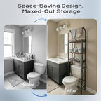 Over-The-Toilet Storage Rack, 3-Tier Bathroom Organizer Shelf Over Toilet with Adjustable Shelf and Basket, Freestanding Space Saver Bathroom Shelves Above Toilet for Room