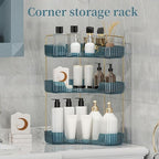 Corner Bathroom Countertop Organizer, Vanity Organizer Trays for Counter, Makeup Organizers, Perfume Tray, Skincare Shelf Storage Gifts for Women Girl Student (Blue, 3 Tiers)