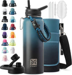 40 oz Insulated Water Bottle | Thickened Stainless Steel Vacuum Metal Portable Sports Water Jug for Gym and Hiking with Straw, Carrier Bag, Handle Strap | BPA-Free 40 oz