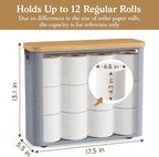 Toilet Paper Storage Basket with Bamboo Lid, Toilet Paper Holder with Storage, Free Standing Bathroom Storage Organizers with Non-Slip Bottom, Grey 2 Pack