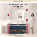Keonjinn 40 x 32 Inch Large Medicine Cabinet for Bathroom, Silver Lightweight Combined Double Doors Mirrored Cabinet, Assembly Needed, Recessed or Wall Mount, Flexiable Ample Storage, Soft Closing
