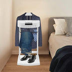 Mens Valet Stand, Freestanding Suit Clothes Valet Stand with Tray, Tie Bar, Drawer and Shoe Rack for Office Living Room, 17.32 * 11.81 * 44.09in (White)