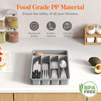 Lifewit Silverware Drawer Organizer Tray, Plastic Cutlery Storage for Kitchen, Flatware and Utensil Holder Divider for Spoons Forks Knives Tableware, 9.1 x 12.6", 5 Slots, Gray