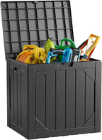 Outdoor Storage Box - 30 Gallon Waterproof Resin Deck Box, Lockable Patio Storage Bench for Package Delivery, Cushions & Garden Tools, UV Resistant (Black)