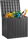 Outdoor Storage Box - 31 Gallon Waterproof Resin Deck Box, Lockable Patio Storage Bench for Package Delivery, Cushions & Garden Tools, UV Resistant (Black, 31 Gal)