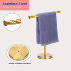 Gold Hand Towel Holder Stand for Bathroom Vanity Countertop SUS304 Stainless Steel T-Shape Free Standing Towel Rack Stand Towel Bar for Bathroom Kitchen