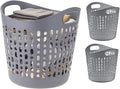 IRIS USA Plastic Laundry Basket Hamper, 3-Pack, 40L / 10 Gal Flexible Dirty Clothes Bag with Ventilation Holes, Bedroom Bathroom Apartment Dorm Laundry Room Blanket Pillow Trinkets Organization, Gray