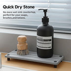 2 Pack Fast Drying Water Absorbing Diatomite Stone Mat Tray for Kitchen & Bathroom Counter - Instant Dry Sink Caddy Organizer - Vanity Holder for Soap, Sponge – Light Gray 10" x 4"