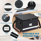 Fireproof File Box with Lock, Upgraded Fireproof Document Box with Reflective Strip, Portable File Organizer Filing Cabinet with Handle for Hanging Letter/Legal Folder, 15.5" x 12.3" x 10.5"