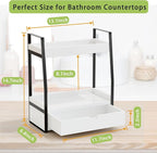 2-Tier Bathroom Organizer Countertop, Bathroom Sink Organizer Countertop, Vanity, Counter Shelf, White