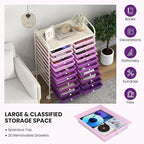 COSTWAY 20-Drawer Rolling Storage Cart, Utility Storage Organizer Cart for Tools, Scrapbook, Paper, Craft, Multipurpose Storage Trolley on Wheels for Home Office School, Purple Gradient