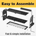 YYR Power Tool Organizer with Charging Station Wall Mount, Cordless Drill and Battery Holder for Garage Organization, Electric Tools Storage Rack Build in Surge Protection Power Strip - Black Shelf