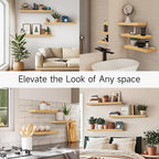 BAYKA Floating Shelves for Wall, 22.5 inches Wall Mounted Rustic Wood Shelves for Bathroom, Bedroom, Living Room, Floating Shelves for Books/Storage/Decor (Light Oak-Toned,Set of 3)