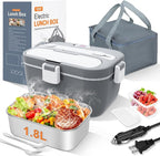 DUPASU Electric Lunch Box Food Warmer: 100W Heated Lunch Box for Adults, 1.8L Portable Fast Heating Lunchbox Food Heater for Car, Truck, Work, Travel, Lonchera Elctrica Porttil 12/24V/110-230V