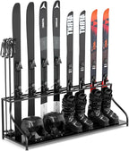 Ski Storage Rack-Holder Garage - Freestanding Ski Equipment Organizer Ski Boot Snowboard Rack Stand Snow Gear Storage