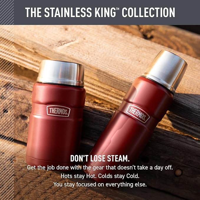 THERMOS Stainless King Vacuum-Insulated Compact Bottle, 16 Ounce, Matte Steel