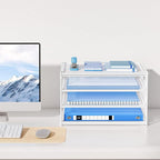 Lavatino 3-Tier Letter Tray Desk Organizer, Mesh Metal Paper File Tray Organizer for Desk, Office Supplies & Home Organization, Fits A4 Paper, Mail, Magazines & Office Accessories (White with Handle)