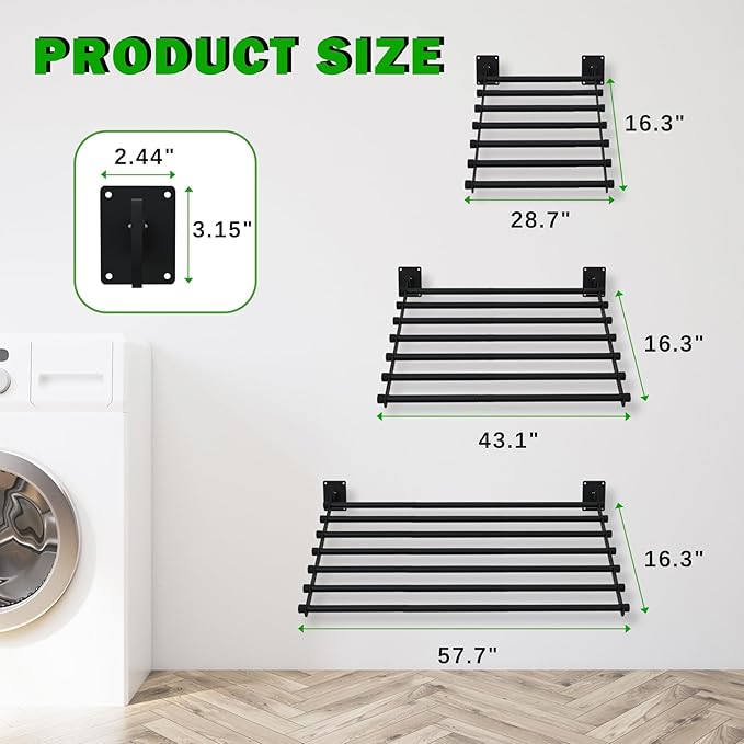 Wall Mounted Drying Rack, 28 Inches Wall Laundry Drying Rack Collapsible Indoor Clothes Drying Rack for Hanging Clothes