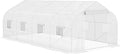 20' X 10' 7' Gardening Hot House, Steel Frame, Zippered Mesh Door, Enhance Plant Care, White Large Walk-in Tunnel Greenhouse, 20'x10'x7', Galvanized 8 Windows,