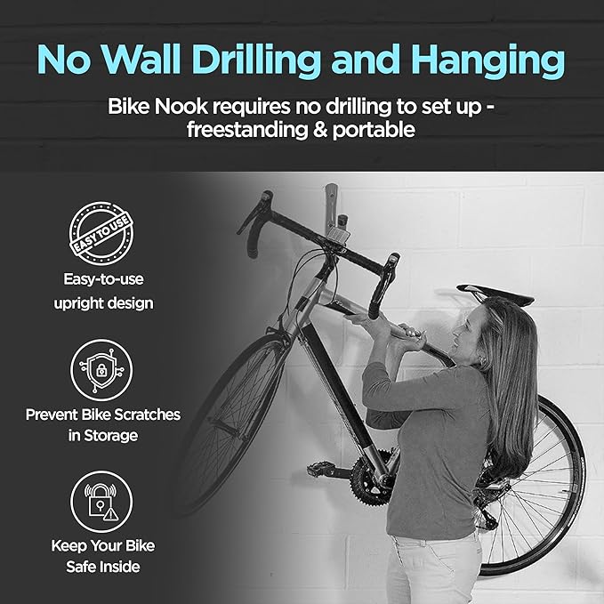 Bike Nook Pro & Vertical Storage Rack With Connector (2 Pack), The Original Vertical Bicycle Floor Stand for Garage, Indoor and Outdoor Storage, Perfect Bike Accessories for Small Spaces
