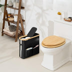 StorageWorks Toilet Paper Storage Baskets with Dual Flip Lids, Toilet Paper Organizer for Bathroom, Toilet Paper Container with Side Pocket, Holds 9 Mega or 12 Regular Rolls, Medium, Black