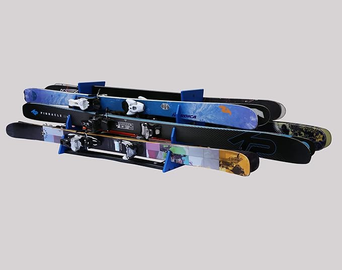 TRAPSKI Mobile Racing and XC Ski Rack Marine Grade HDPE Plastic | UV Protected | Premium Strap Included | 3 Year Warranty | Made in The USA | Veteran Owned Business (Blue, Six Pack)